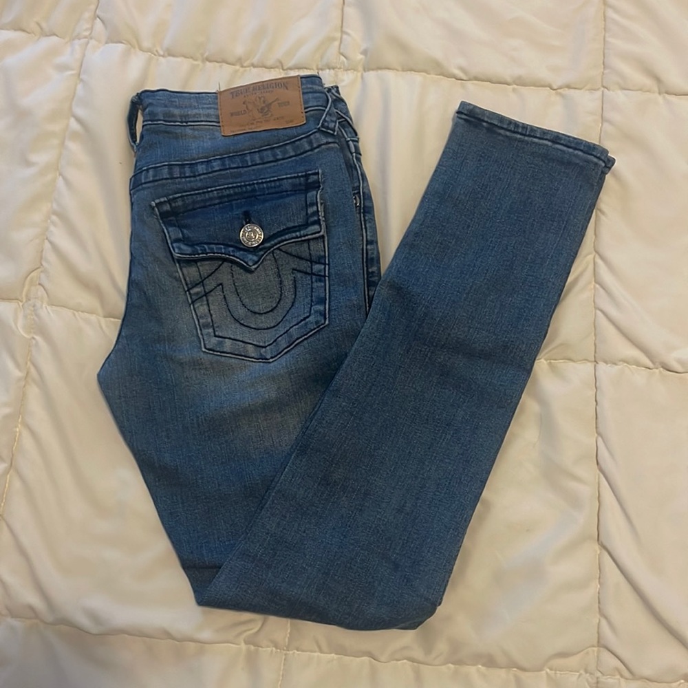 True Religion Section Skinny size 12 Blue with slight distress